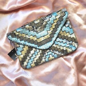 Sequin beaded handbag clutch